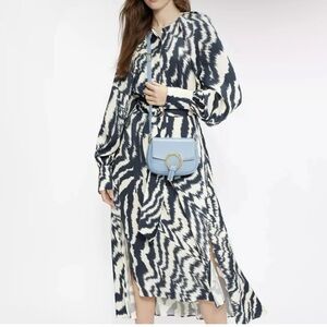 NWOT Ted Baker Abstract Print Sandiia Belted Satin Midi Dress -Size 2 (US 4-6)